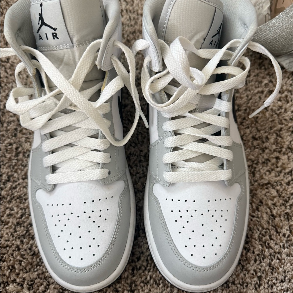 Air Jordan High-Top Sneakers in Gray and White